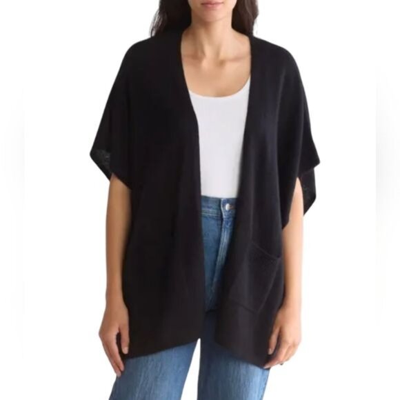 Halogen black Cardigan 100% Cashmere One Size - Picture 1 of 11